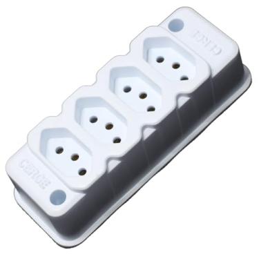 Imagem de 5 pçs Tomada em barra 2P+T 10A 250V Quadrupla NBR P/B