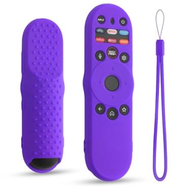Imagem de DUOLAXMENG Capa para controle remoto Vizio XRT270 2023 Smart TV, capa protetora de silicone para controle remoto XRT270, à prova de choque, brilha em verde escuro (roxo)