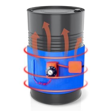 Imagem de Aquecedor de tambor de 55 galões com controle de temperatura de torção, faixa de aquecedor de barril YeloDeer para aquecedor de barril de graxa funciona em 30.0 °C a 150.0 °C, 1200 W aquecedores de