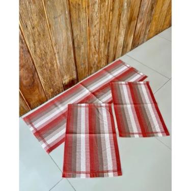 Imagem de Kit Cozinha 3 Peças Aquarela Tear Artesanal (Tijolo)