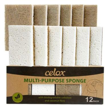 Imagem de Esponja esfoliante CELOX, fibra de coco, biodegradável, pacote com 12