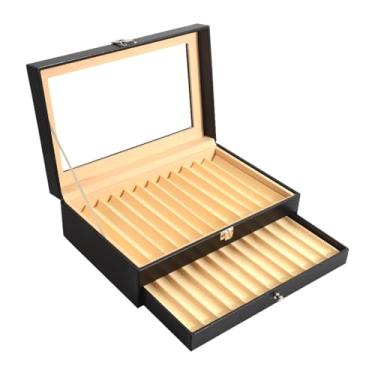 Imagem de Generic Abbey Box - Coleção de Expositores Pequenos Premium Coleção de Lápis Portátil Organizador de Joias para Quarto Loja Casa, 24 Grades Pretos Bege