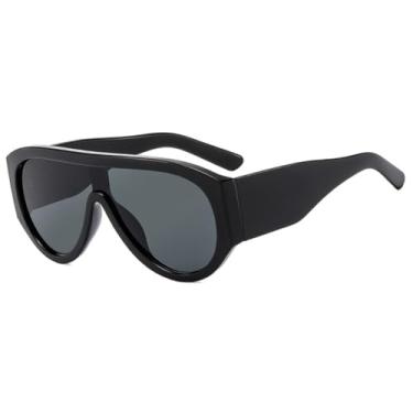 Imagem de HCHES Óculos de sol retrô com armação grande e perna larga, estilo oval, estampa de leopardo, feminino (7315-C2)