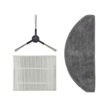 Imagem de Kit de substituição de acessórios compatíveis com Xiaomi Robot Vacuum S20/D106 peças 1 escovas laterais 1 HEPA filtro 1 pano de esfregão preto