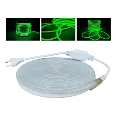 Imagem de Mangueira Neon Led Verde 2m 8mm X 16mm + Cabo De Alimentação 220v