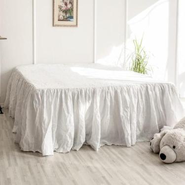 Imagem de Saia de cama Simple & Opulence Belgian Linen branca king size - Simple