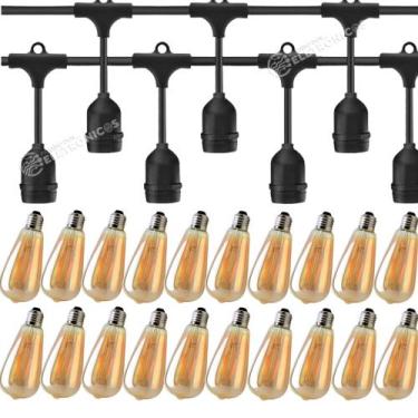 Imagem de Varal LED Retrô com 20 Lâmpadas 4W Bivolt Estilo, Economia e Alta Dura