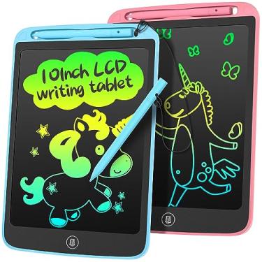Imagem de Tablet de escrita LCD para crianças de 25 cm, pacote com 2 quadros coloridos para crianças de 3, 4, 5, 6, 7, 8, 9 e 10 anos, brinquedos sensoriais, blocos de esboço, apagáveis, educativos, para