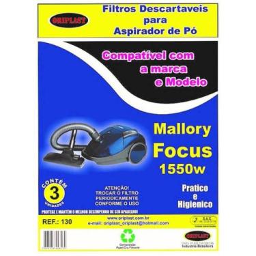 Imagem de Kit c/9 Sacos Descartáveis Aspirador Mallory Focus 1550W - Oriplast