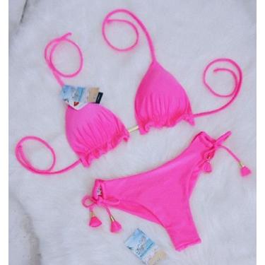 Imagem de Biquini Cortininha com Calcinha Fio Duplo - Nayklê Moda Praia, Rosa né