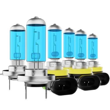 Imagem de DMEPUGI Lâmpadas de farol adequadas para Chevy Traverse 2013-2018, H7 H11 Farol alto baixo H11 Combo de faróis de neblina H11, luz branca super brilhante 5500K lâmpadas de halogêneo de alto desempenho