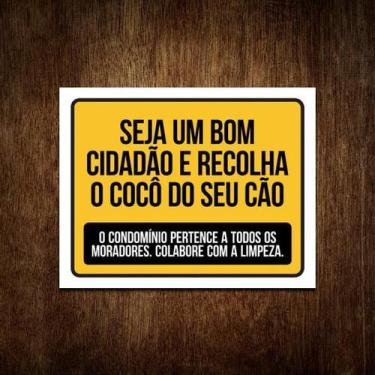 Imagem de Placa Ps Recolha Fezes Cão Condomínios Cachorro 27X35 - Sinalizo
