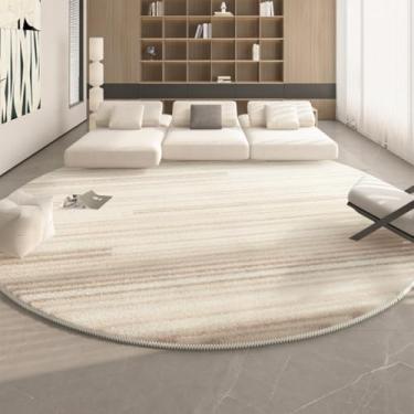 Imagem de Tapete redondo macio e fofo para decoração de sala de estar, carpete grosso e lavável, creme (300x300 cm/B)