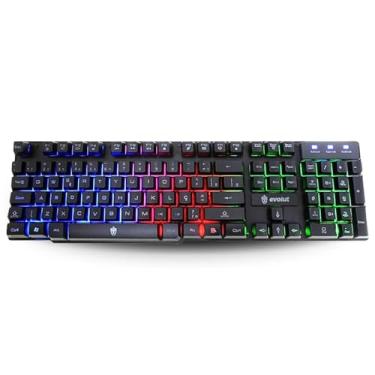 Imagem de Teclado Gamer Semi Mecânico LED Rainbow com Fio 1,2m Qwerty USB Para PC Notebook PS4 PS5 Xbox e Monitores ABNT2 com Ç - Preto