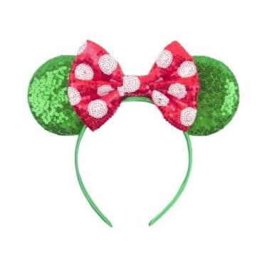 Imagem de Tiara De Orelhas De Rato Com Lantejoulas E Laço Para Meninas Com Pérol