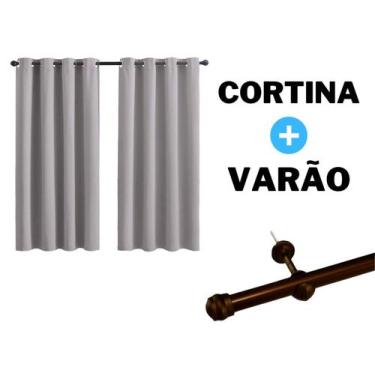 Imagem de Kit Cortina 2,60x1,40 Com Varão 2 Metros Incluso Tecido Oxford Sala Qu