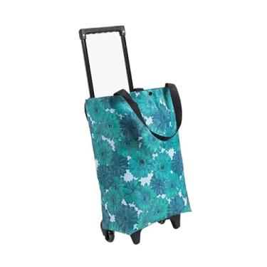 Imagem de Zhjvihx Carrinho de Compras, Carrinho Leve de de Compras de Economia Durável Dobrável para Transportar para Acampar (Daisy azul)