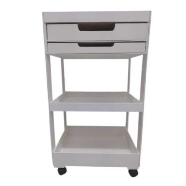 Imagem de Carrinho Auxiliar Suporte Para Esmalte Com Rodinhas (MONTADO) Preto/Rosa/Branco/Cru Organizador(Branco - COM Gaveta)