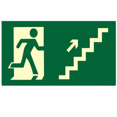 Imagem de Placa de PVC Fotoluminescente Auto-Adesiva 15x30 Sobe a Escada a Direita - 315 AK - SINALIZE