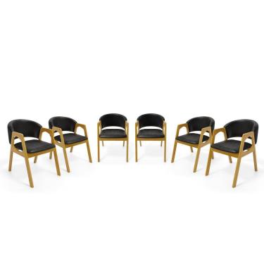 Imagem de Kit Com 6 Cadeiras Agatha Madeira Maciça Estofada Para Mesa De jantar