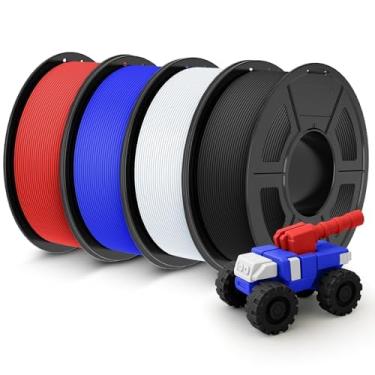 Imagem de JAYO Pacote de filamento PETG fosco rápido de 1,75 mm 4,4 kg, filamento de impressora 3D fosco PETG 4,4 kg, 1,1 kg por carretel, pacote com 4, preto + branco + azul + vermelho