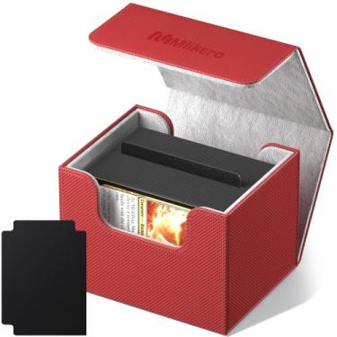 Imagem de Caixa de baralho de cartas Mlikero Commander 100+ cartas de couro verm
