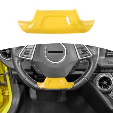 Imagem de RT-TCZ capa de acabamento de painel de volante ABS para Chevy Chevrolet Camaro Interior Acessórios 2016 acima (amarelo 1 peça)