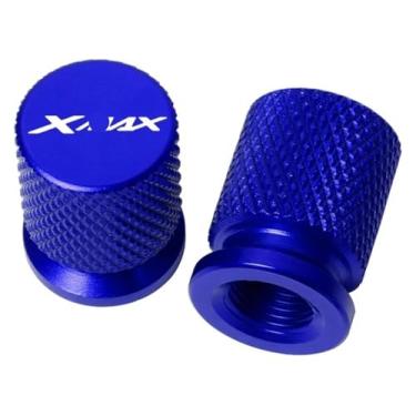 Imagem de Compatível com Xmax 300 250 400 125 Xmax300 Xmax250 XMAX400 Xmax125 motocicleta CNC alumínio válvula de pneu tampa de haste de porta de ar (azul)