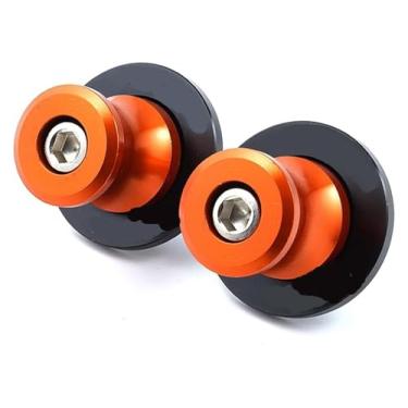 Imagem de BYYINGSUS Carretéis de braço oscilante de motocicleta suportes traseiros deslizantes de parafuso CNC compatível com Ninja ZX6R ZX636 250SL 250 300 400 650 1000SX M8/M10 (8 mm-laranja)