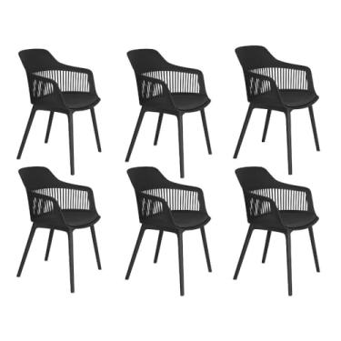 Imagem de Kit 6 Cadeiras estofada em tecido jantar cozinha Marcela Preto