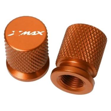Imagem de Tampas de tampa de haste de válvula de pneu de alumínio CNC para motocicleta compatíveis com Y&AMAHA Xmax 300 250 400 125 Xmax300 Xmax250 XMAX400 Xmax125 (laranja)