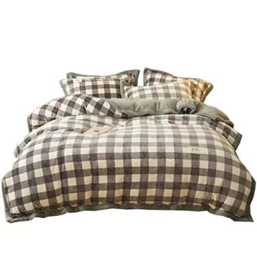 Imagem de AKALNNB Jogo de cama de veludo de inverno de quatro peças de veludo coral de flanela quente e espessa capa de colcha