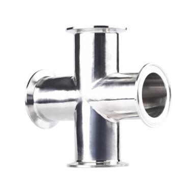 Imagem de Tubo 3/10.2 cm 2.5 cm 5.1 cm 7.6 cm 10.2 cm 10.2 cm OD 19mm-108mm Aço inoxidável SS304 4 Way Cross Fitting Tri Clamp Feerule OD 50,5-119 mm (32 mm x Virola 50,5)