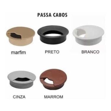 Imagem de Acabamento Passa Fio Mesa Computador 3 Passa Fio 46 Cores - comercialo