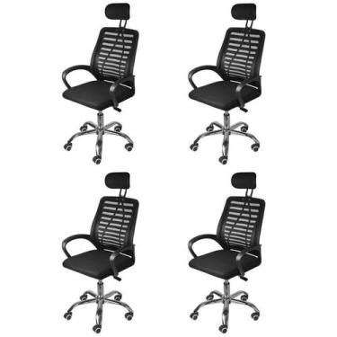 Imagem de Kit 4 Cadeira Escritório Presidente Office Tela Mesh Viena 3324 - Espr