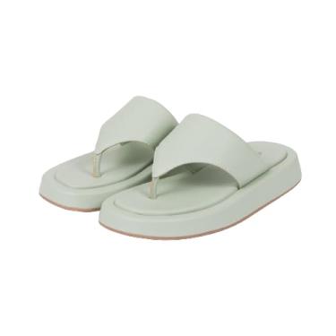 Imagem de Chinelo Feminino Tira Grossa Plataforma Leve E Macio Couro (Menta, BR, Adulto, Numérico, 39)