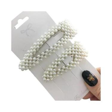 Imagem de Presilhas De Cabelo Femininas Feitas À Mão Com Pérolas Geométricas E F