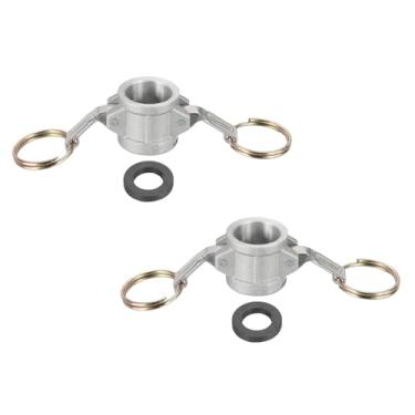 Imagem de PATIKIL Encaixe de alumínio de 1,25 cm e ranhura, 2 peças de plugue de poeira DC, adaptador macho fêmea NPT rosca de bloqueio de came, acoplamento de desconexão rápida, adaptador de mangueira de