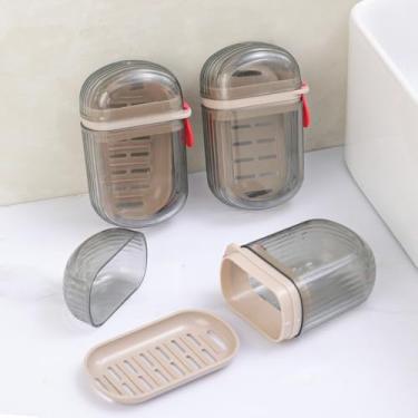 Imagem de 2 PCS Saboneteira de viagem de plástico portátil banheiro transparente à prova de vazamento dreno à prova d'água caixas de sabão de secagem rápida com tampa 11 * 7 * 4,5 cm