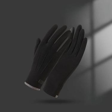 Imagem de Luvas térmicas femininas de inverno – Luvas de condução de clima frio forradas com lã escovada para ciclismo, esportes ao ar livre (preto)