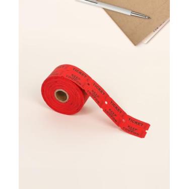 Imagem de Bilhetes de sorteio duplo de 500 por rolo - Ingressos para eventos perfurados e numerados para arrecadação de fundos, carnavais, prêmios, entrada, eventos (vermelho 5 x 5 cm)