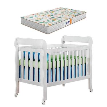 Imagem de Berço Americano Lila Branco Brilho Com Colchão Gazin - Carolina