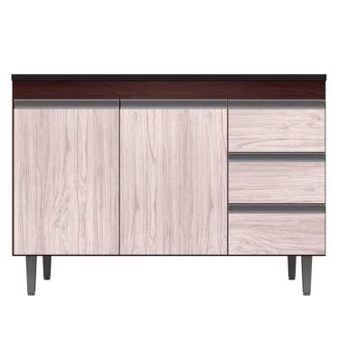 Imagem de Balcão Gabinete Cozinha Andreia 100cm 2 Porta S-t Ajl Móveis Castanho Avelã