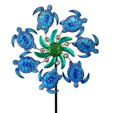 Imagem de COOZZYHOUR 39" Sea Turtle Wind Spinners Metal Garden Stake-Outdoor Ocean Theme Wind Spinners - Metal Stake Yard Spinners-Wind Sculpture Yard Art Decorations Para Pátio, Gramado E Decoração De Jardim