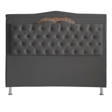 Imagem de Kit De Cabeceira De Cama Box E Calçadeira Baú Helena Queen 160 Cm Retro Capitonê Suede Grafite Eli Móveis