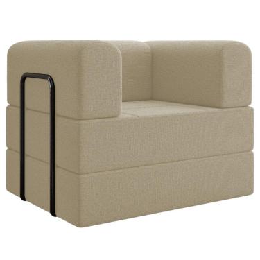 Imagem de Poltrona Cama Modular 90 Cm Monaco Linho Bege Vconcept Bege