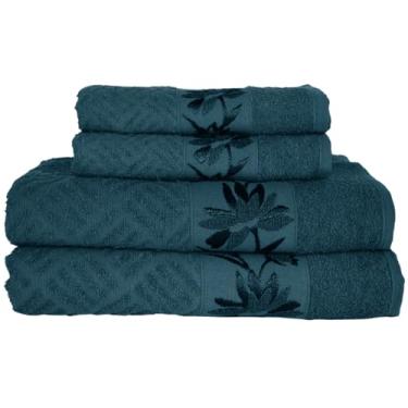 Imagem de Flabom Têxtil, Kit 4 Toalhas Olympia 2 Banho + 2 Rosto 100% Algodão Premium Macias e Super Absorventes Cor:Verde Heron