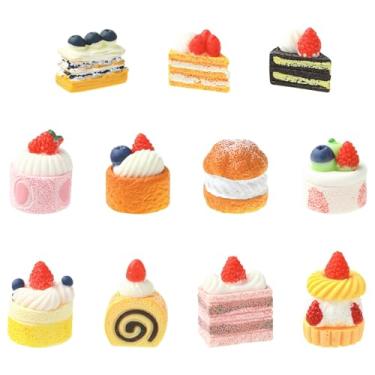 Imagem de UR URLIFEHALL 44 pcs 11 Styles Miniature Cake Resin Figurines Cute Dessert Food Dollhouse Accessories for DIY Micro Landscape Party Decor