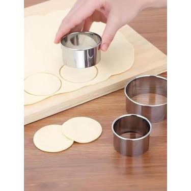 Imagem de 3 cortadores de biscoito – cortadores de biscoito/cortadores de bolinho de massa de aço inoxidável/cortadores de bolo/cortadores de bolo, moldes de bolo, moldes para cozinhar, assar, prata