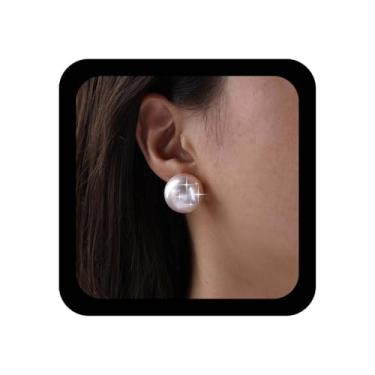 Imagem de TseanYi Brincos grandes de pérolas brancas redondas brincos de pérola vintage brincos de contas redondas de casamento brincos de declaração de noiva joias para mulheres, Zinco, Sem pedra preciosa